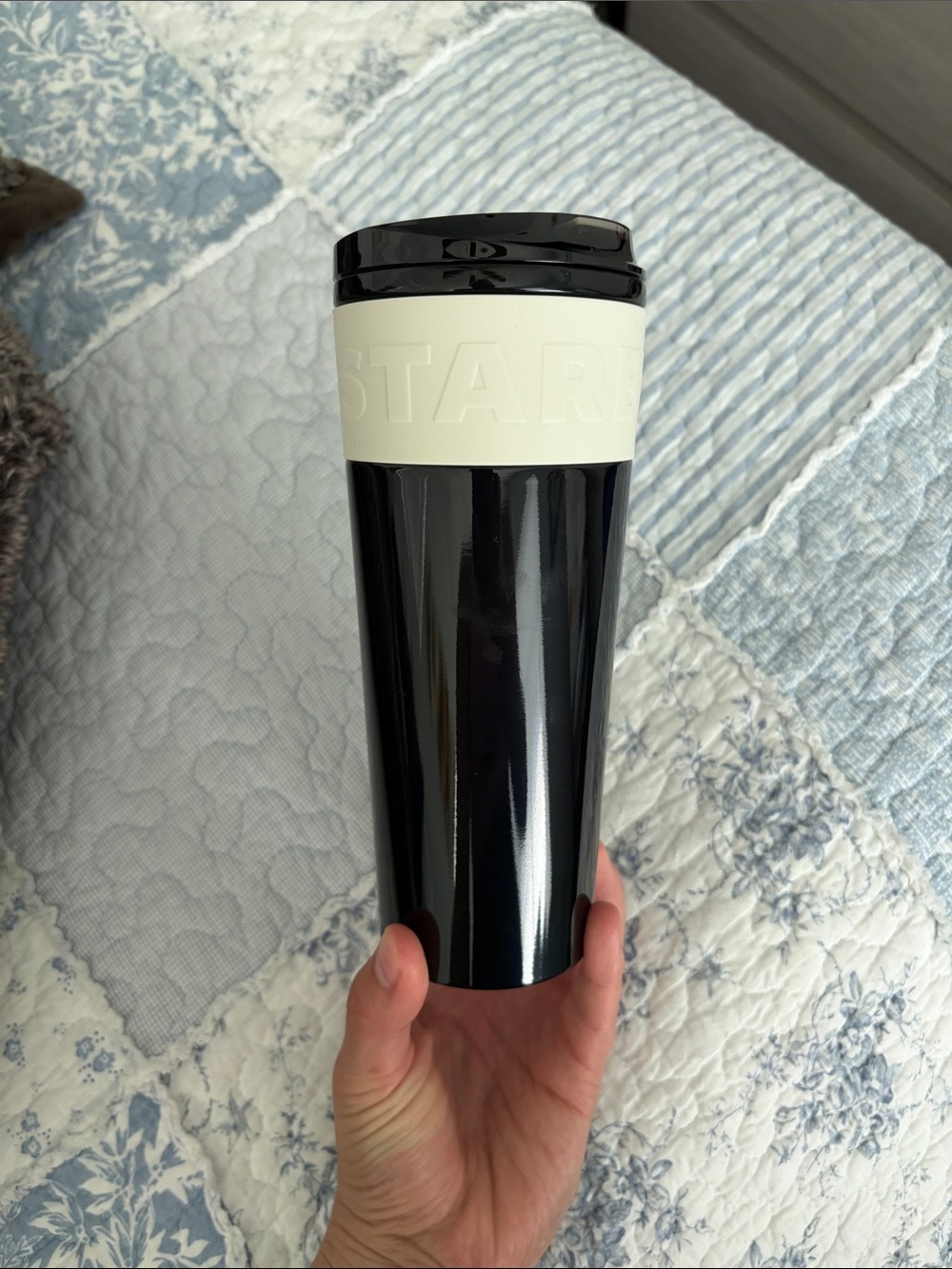 Starbucks Black & Cream Insulated Tumbler with Grip Band